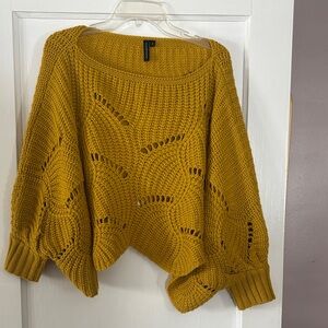 moon & madison Mustard Off-the-Shoulder Sweater